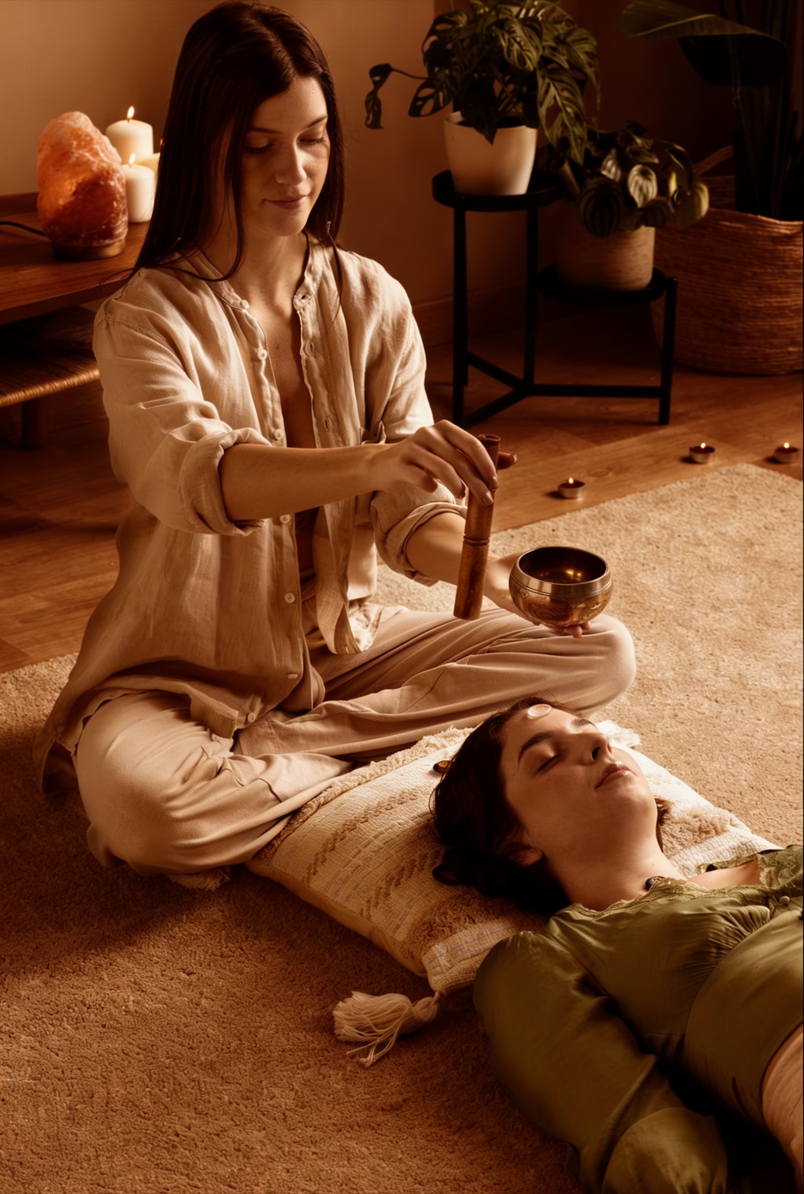 Energy Healing Massage combining chakra alignment and sound healing at a holistic spa in New York